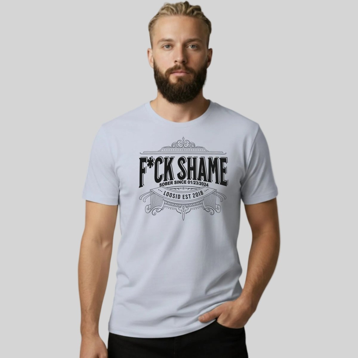 F*ck Shame Sober T Shirt close-up view (view 22)