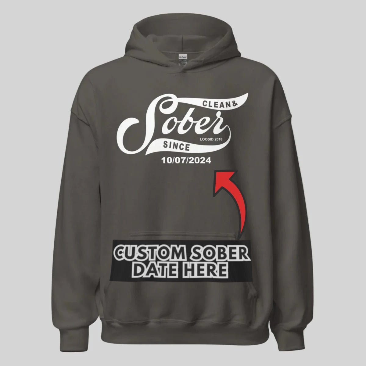 Sober Since Recovery Hoodie fit detail (view 29)