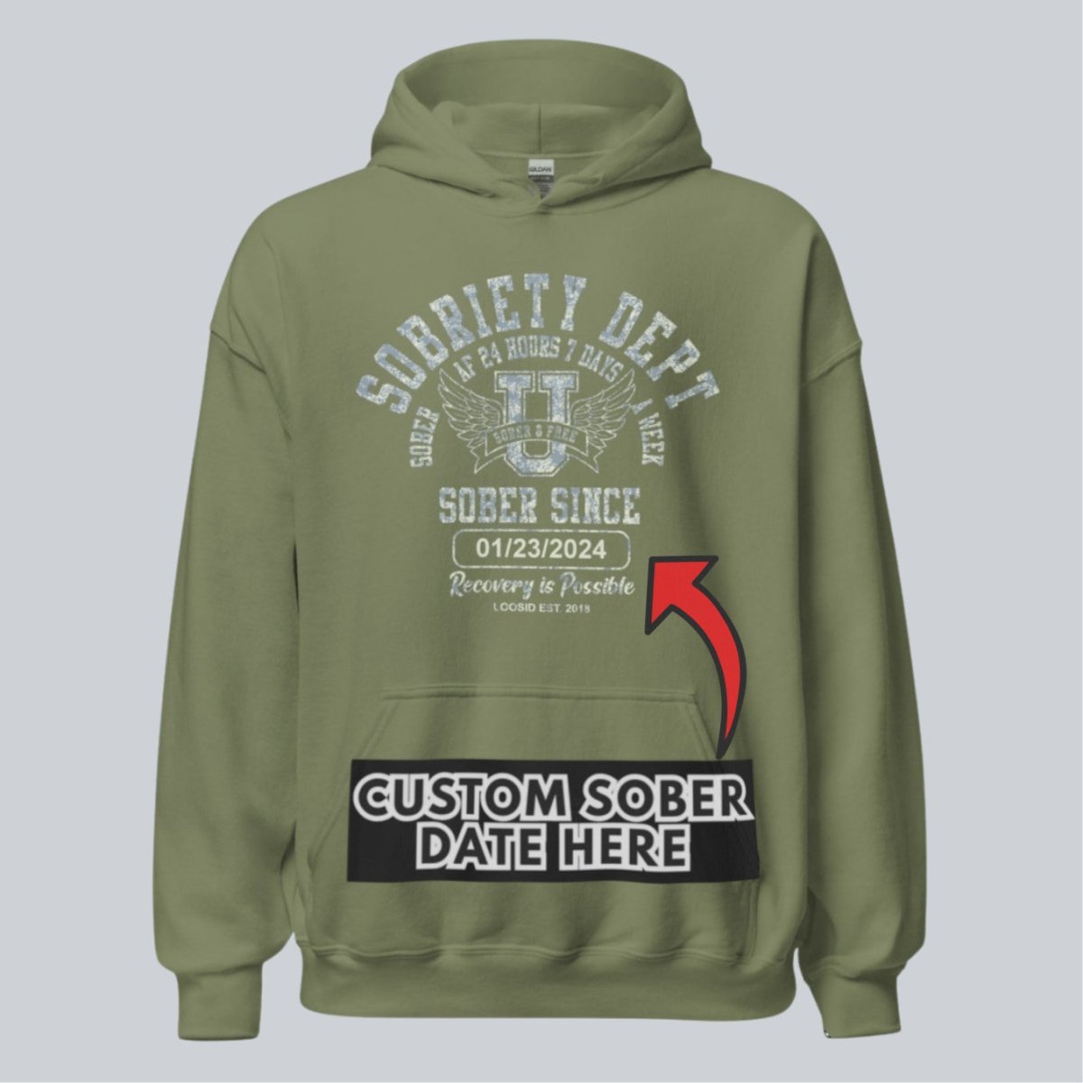 Sobriety Dept Recovery Hoodie back view (view 37)