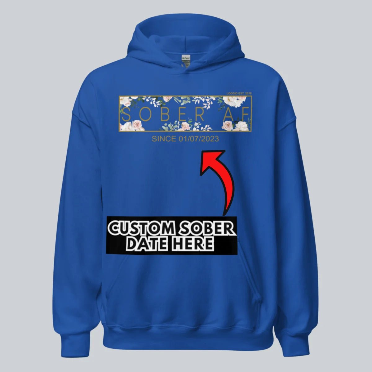 Sober AF Flower Recovery Hoodie flat lay styled image (view 23)