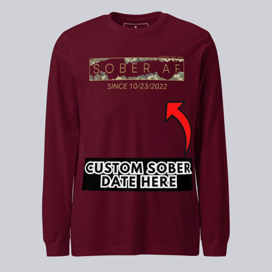 Sober AF Camo Long Sleeve Sober T Shirt featuring the design (view 11)