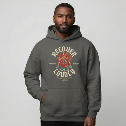Recover Loudly Custom Sobriety Date Recovery Hoodie side view (view 6)
