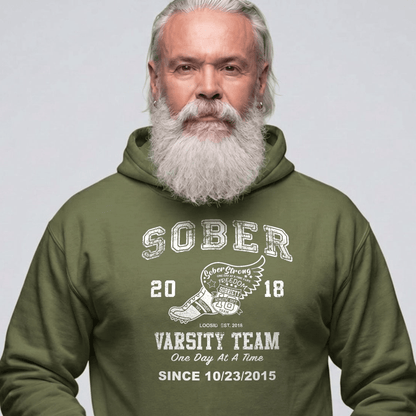Sober Varsity Team Recovery Hoodie fit detail (view 19)