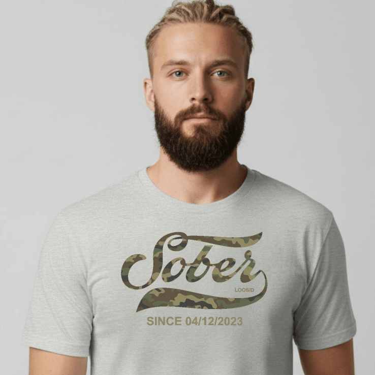 Sober T Shirt | Men's Sober Since Camo Tee