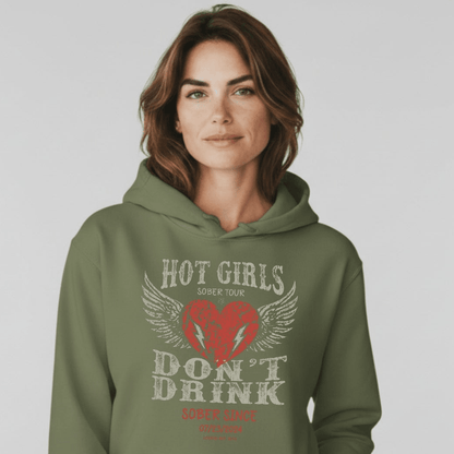 Hot Girls Don't Drink Custom Sobriety Date Recovery Hoodie lifestyle view (view 25)