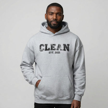 Clean Est. Hoodie w Personalized Recovery Year Recovery Hoodie fit detail (view 19)
