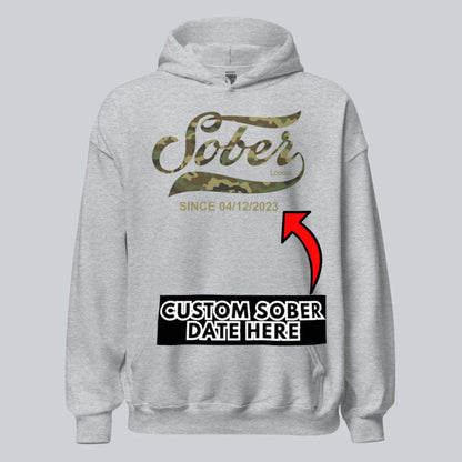 Sober Since Camo Recovery Hoodie back view (view 17)