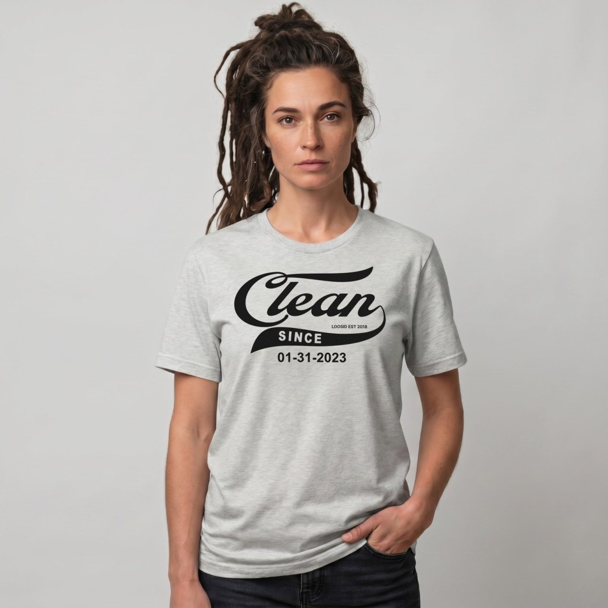 Clean Since Sober T Shirt graphic detail (view 24)