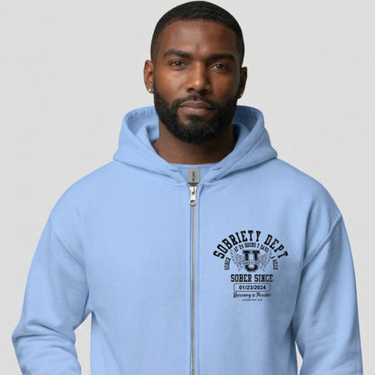Sobriety Dept 24 7 Zip Recovery Hoodie featuring the design (view 21)