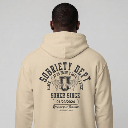 Sobriety Dept Recovery Hoodie lifestyle view (view 45)