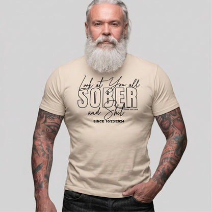 Look At You Sober T Shirt flat lay styled image (view 13)