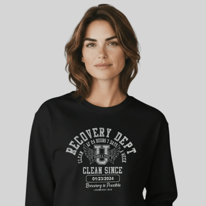 Recovery Dept 24 7 Long Sleeve Sober T Shirt lifestyle view (view 5)
