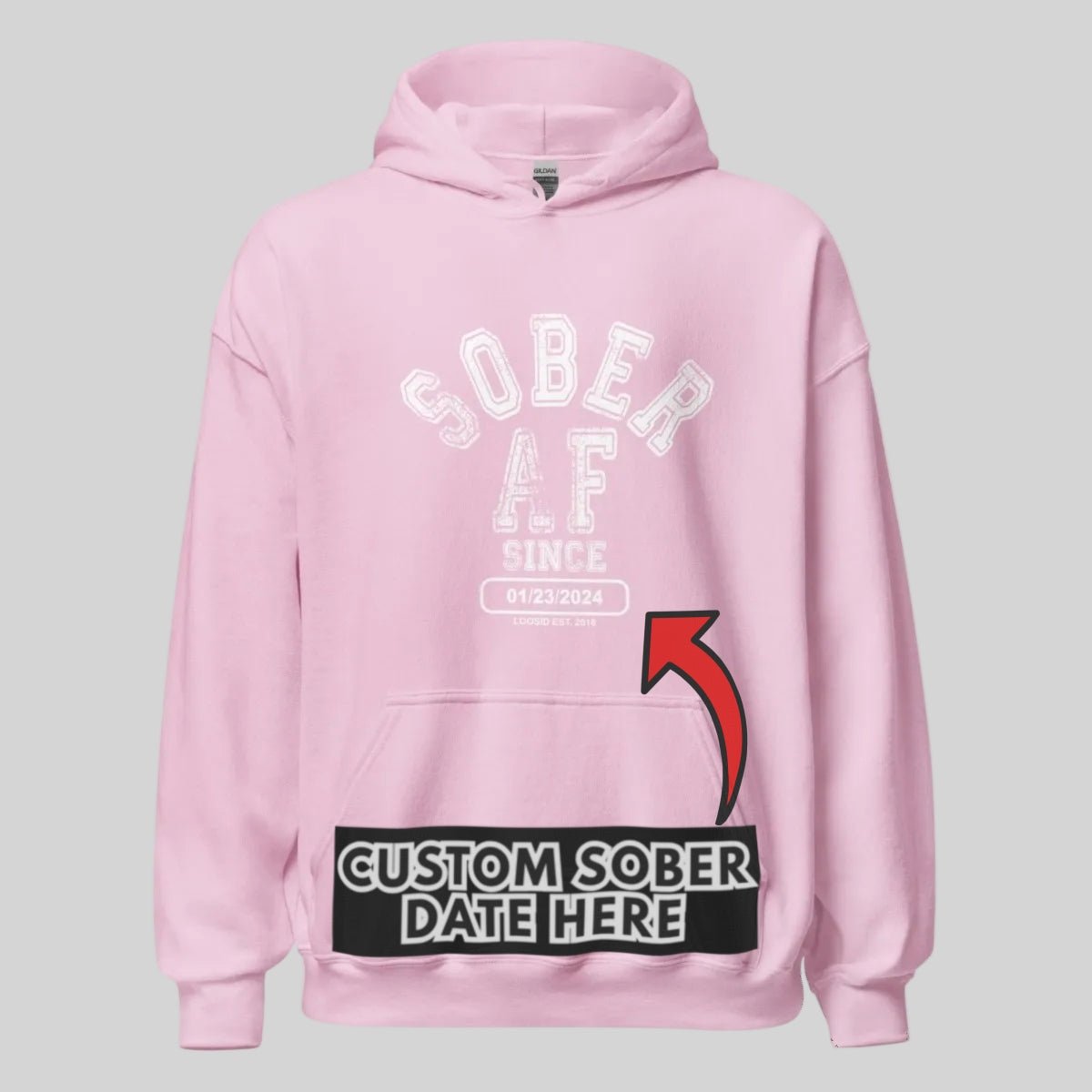Sober AF Since Recovery Hoodie close-up view (view 42)