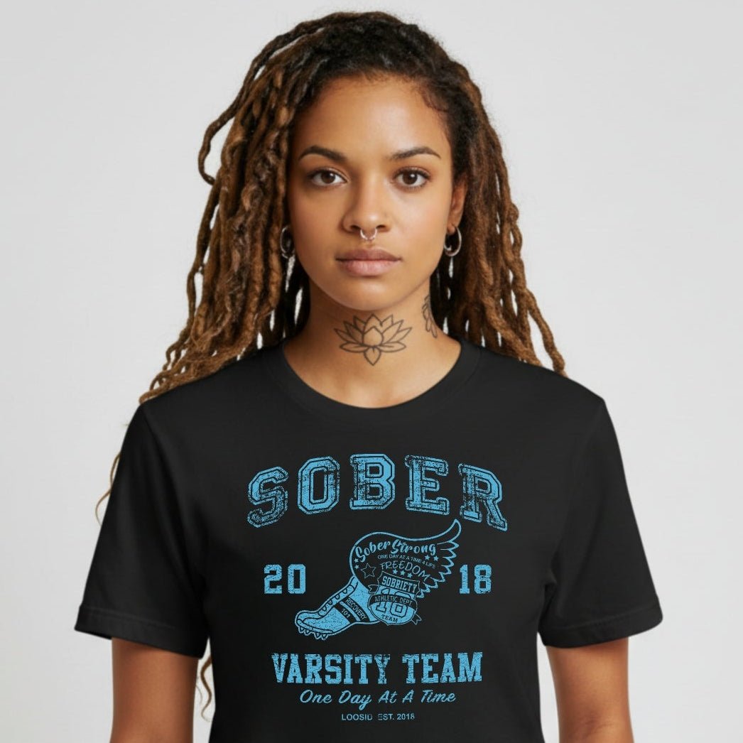 Loosid Sober Varsity Team Sober T Shirt featuring the design