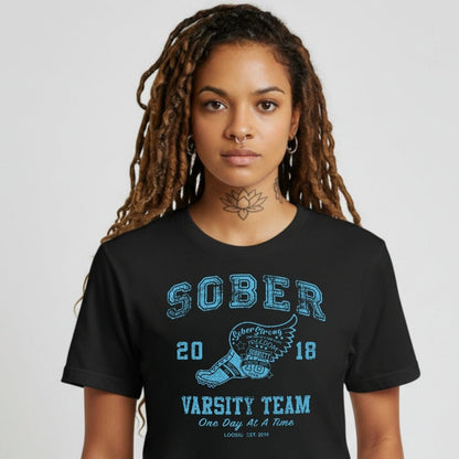 Sober Varsity Team Sober T Shirt close-up view (view 2)