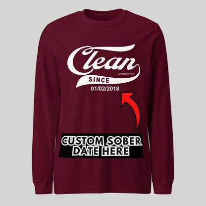 Clean Since Long Sleeve Sober T Shirt close-up view (view 12)
