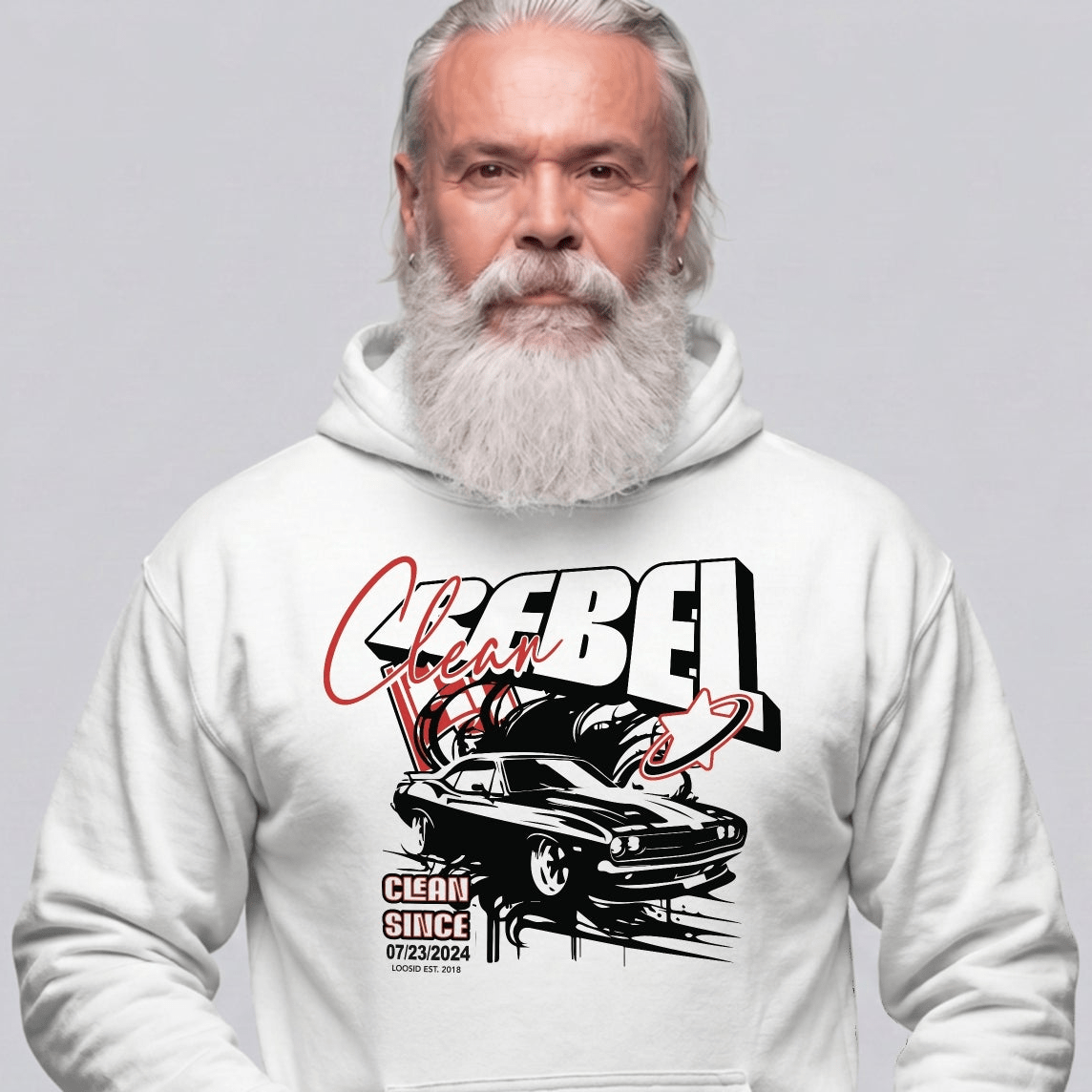 Clean Rebel Custom Recovery Date Recovery Hoodie close-up view (view 2)