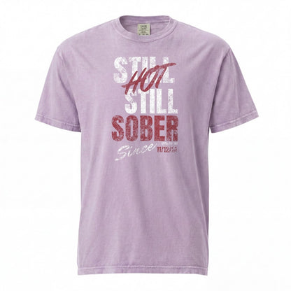 Still Hot Still Sober Women garment dyed Sober T Shirt flat lay styled image (view 23)