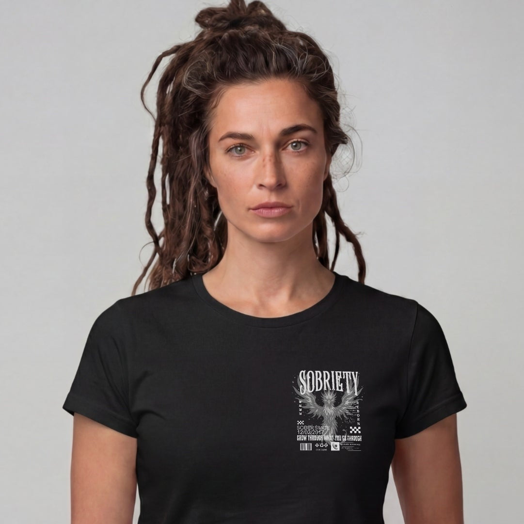 Phoenix Reborn Recovery Limited-Edition Women's T-Shirt with Sobriety Date