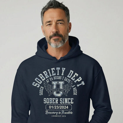 Sobriety Dept Recovery Hoodie lifestyle view (view 15)