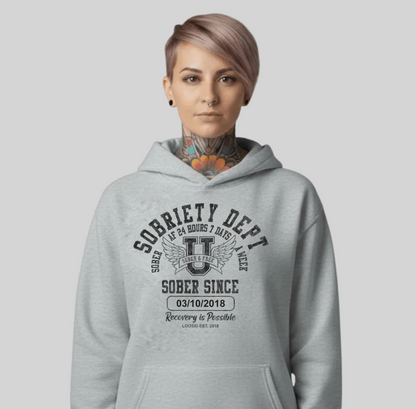 Sobriety Dept Recovery Hoodie lifestyle view (view 25)