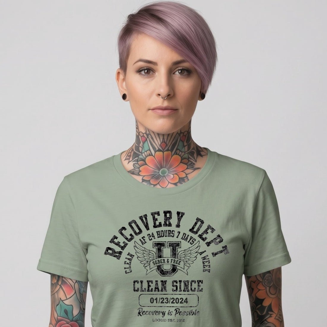 Loosid Clean Since Sobriety Sober T Shirt featuring the design