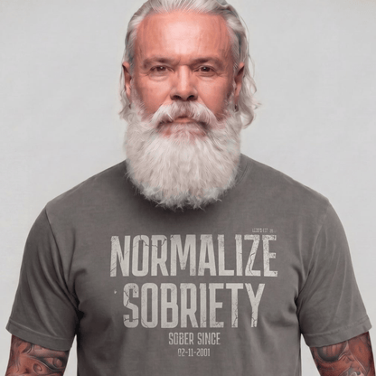 Washed Normalize Sobriety Unisex garment dyed Sober T Shirt close-up view (view 12)