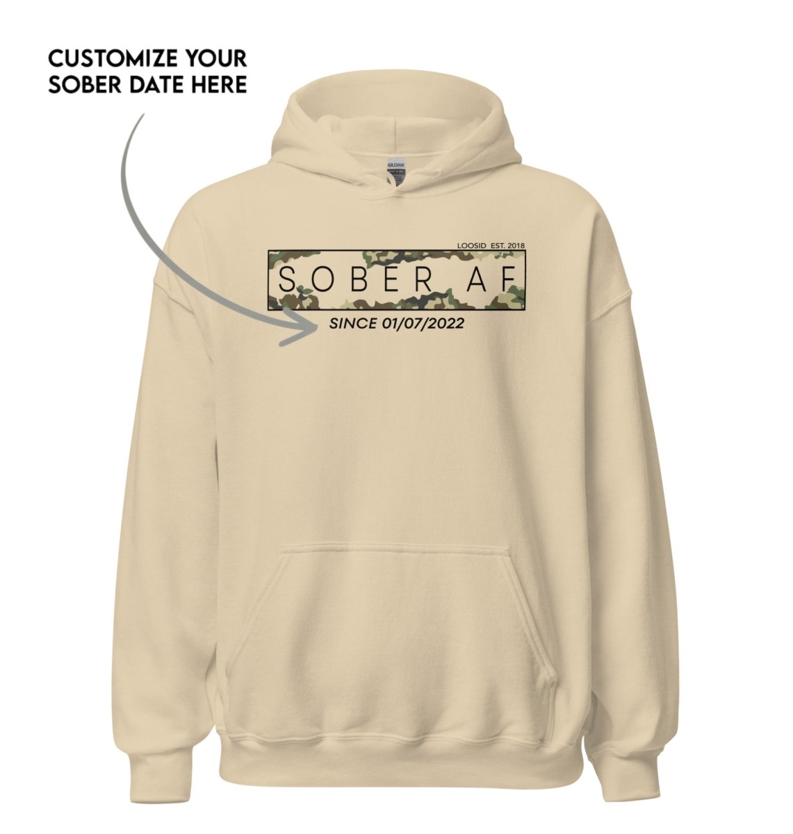 Recovery Hoodie | Men's Sober AF Camo Hoodie