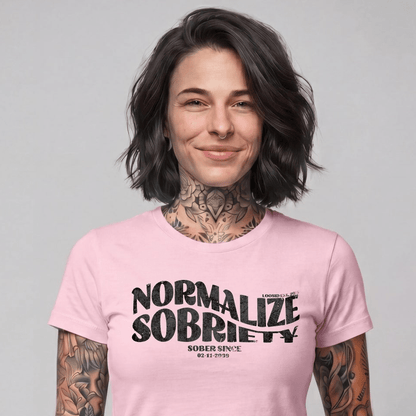 Normalize Sobriety Women garment dyed Sober T Shirt back view (view 27)