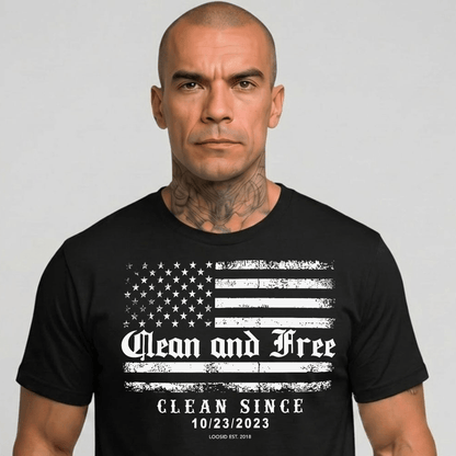 Clean and Free Sober T Shirt close-up view (view 2)