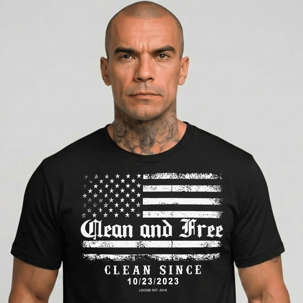 Clean and Free Sober T Shirt close-up view (view 2)