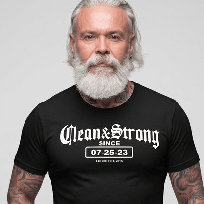 Recovery Date Men's Sobriety Sober T Shirt close-up view (view 2)
