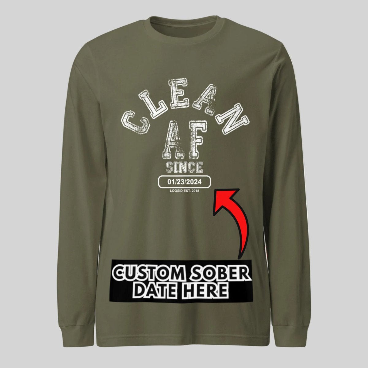 Clean AF Since Long Sleeve Sober T Shirt side view (view 16)