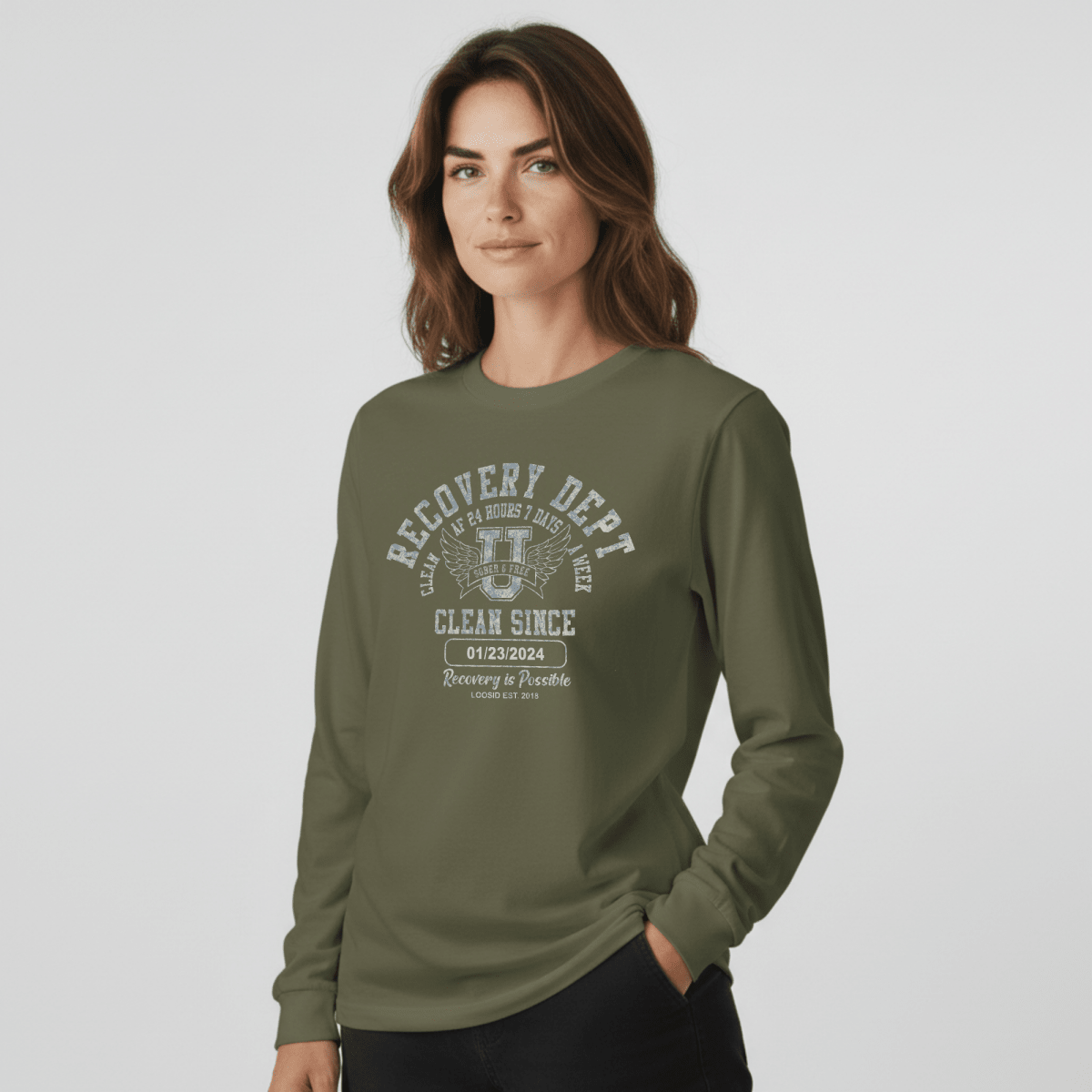 Recovery Dept 24 7 Long Sleeve Sober T Shirt side view (view 26)