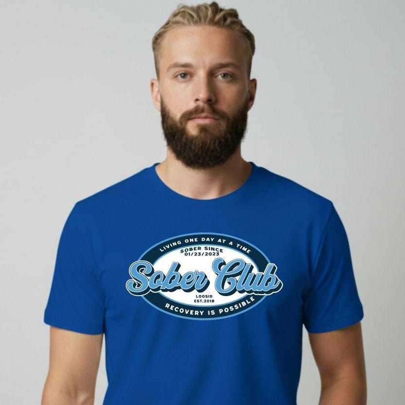 Loosid Sober Club Badge Sober T Shirt featuring the design