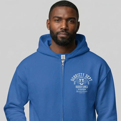 Sobriety Dept 24 7 Zip Recovery Hoodie packaging detail (view 18)