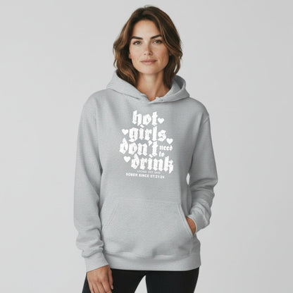 Hot Girls Don't Drink Recovery Hoodie lifestyle view (view 25)