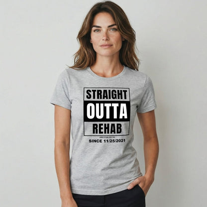 Straight Outta Rehab Sober T Shirt back view (view 7)