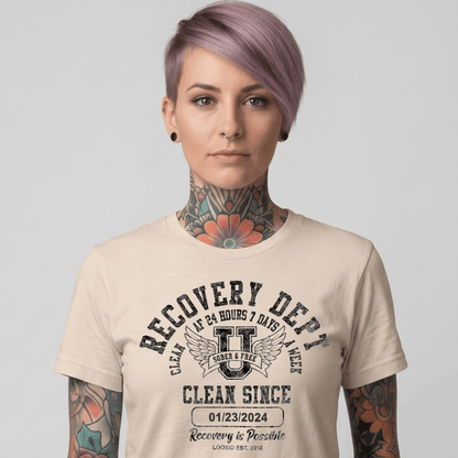 Clean Since Sobriety Sober T Shirt featuring the design (view 21)