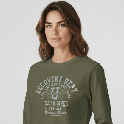 Recovery Dept 24 7 Long Sleeve Sober T Shirt lifestyle view (view 25)