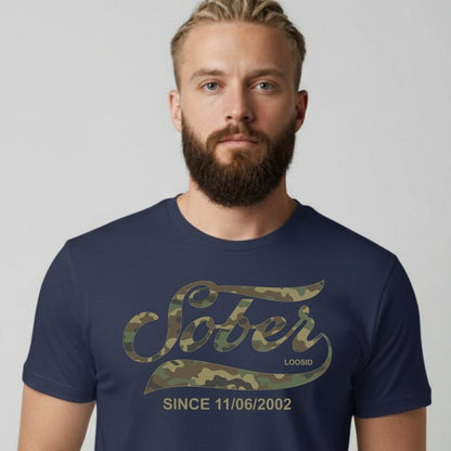 Sober Since Camo Sober T Shirt lifestyle view (view 15)