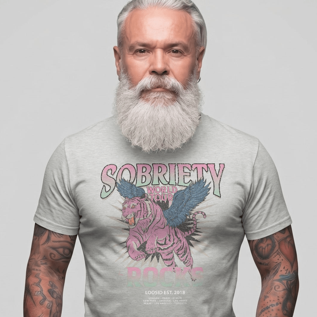 Sobriety Rocks Tour Sober T Shirt lifestyle view (view 15)