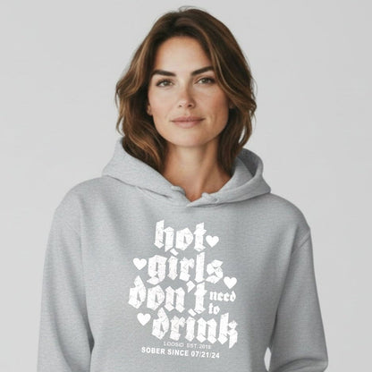 Hot Girls Don't Drink Recovery Hoodie graphic detail (view 24)