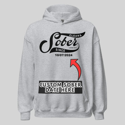 Sober Since Recovery Hoodie flat lay styled image (view 13)