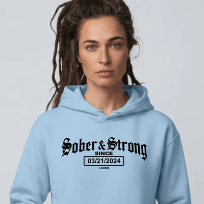 Old School Sober & Strong Recovery Hoodie product photo (view 10)