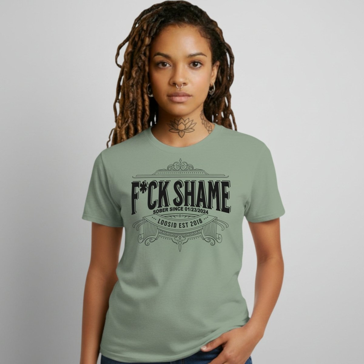 F*ck Shame Sober T Shirt featuring the design (view 11)