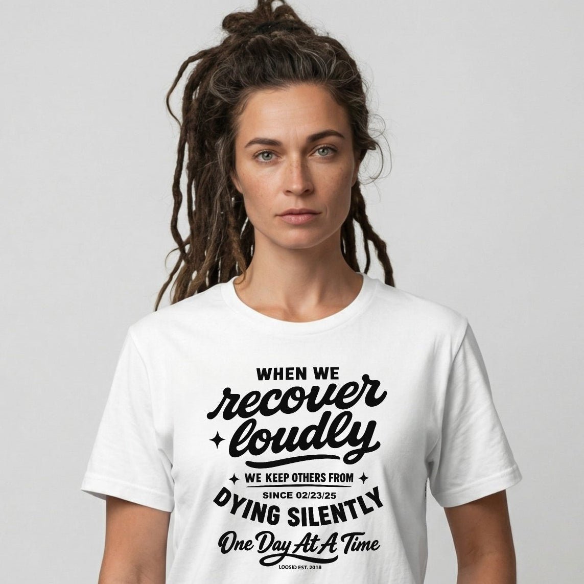 When we recover loudly women Sober T Shirt fit detail (view 9)