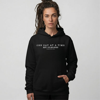 One Day At a Time Recovery Hoodie graphic detail (view 4)