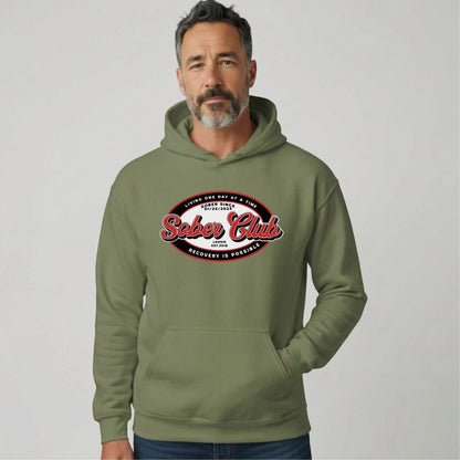 Sober Club Badge Recovery Hoodie graphic detail (view 24)