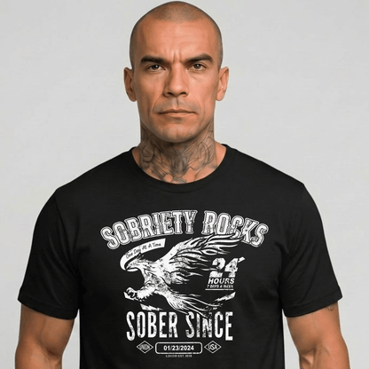 Sober Since Sober T Shirt close-up view (view 2)